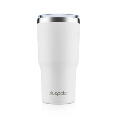 Imagem de BLUEPOLAR Copos de café gelado de 590 ml com tampas e canudo, garrafa de água isolada de aço inoxidável, caneca de café de viagem para bebidas frias e quentes, matcha, chá, suco (branco) (branco)