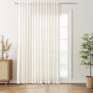 Imagem de Cortinas de linho extralargas de 250 cm de largura para portas de vidro silding creme, natural, semitransparente, leve, flitering, boho, casa de fazenda, divisória de quarto, cortinas para sala de