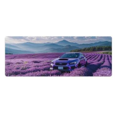 Imagem de HouLaiZhe JDM Car WRX Purple Field Mountain Gaming Mouse Pads JDM Car Desk Pads Grandes Mousepads para teclado de mesa, tapete de computador 30 x 80 cm