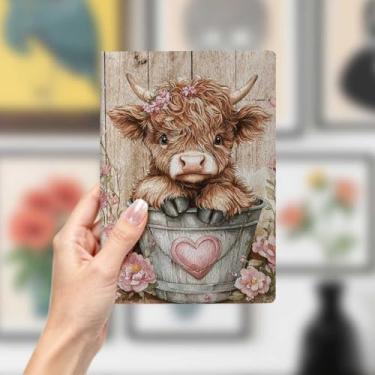 Imagem de Caderno de couro de vaca fofo, caderno A5 para anotações no escritório, agenda de 21 x 14,7 cm, agenda de viagem, presentes para amantes de vacas, 6