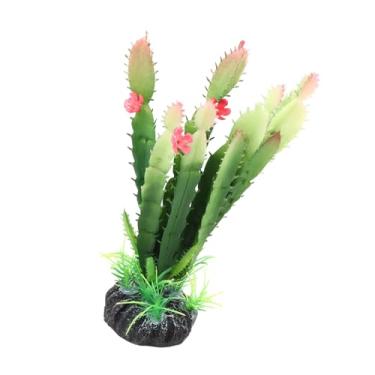 Imagem de AYNEFY Planta Artificial do Cacto, Planta Plástica da Simulação para Aquários e Tanques de Peixes, Decoração Macia Não Poluente do Réptil