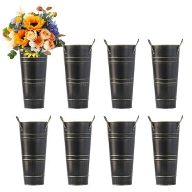 Imagem de Merkaunis Pacote com 8 vasos de metal galvanizado preto