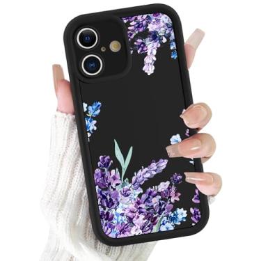 Imagem de FBHGLOA Capa para iPhone 16 6,1 polegadas estética flor lavanda capa de telefone capa de luxo padrão floral menina legal capa completa proteção para lente de câmera à prova de choque macio fino TPU