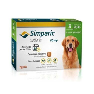 Imagem de Simparic 80mg Anti Pulga e Carrapato Cães de 20 a 40kg 3 comprimidos -