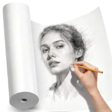 Imagem de PerkHomy Rolo de papel artesanal 38 cm x 6,096 cm (200') papel kraft para crianças arte em movimento cobertura de piso embalagem pintura desenho cavalete pôster papel gráfico (branco, 38 cm L x 6096
