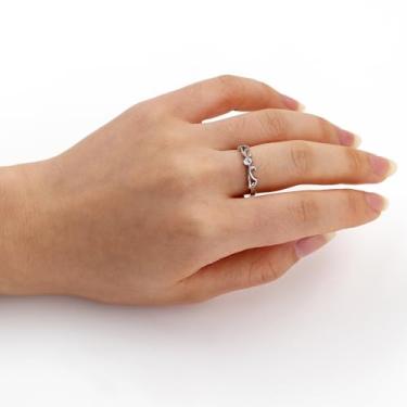 Imagem de Anel de videira de casamento, aliança romântica de zircônia cúbica, joia elegante inspirada na coroa para mulheres, adequado para aniversário ou dia dos namorados YC6537, Latão, Sem pedra preciosa