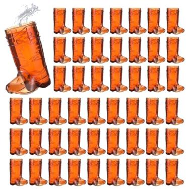 Imagem de ADLABLD 48 peças de mini óculos de bota de caubói, canecas de cerveja caubói ocidental de plástico de 30 ml, canecas de bota de cerveja com padrão transparente, tema cowboys ocidentais, suprimentos de