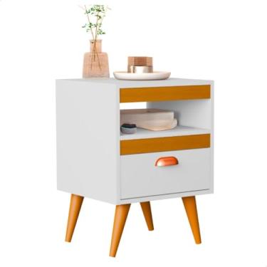 Imagem de Kit 2 Mesa De Cabeceira Quarto Criado Com Gaveta Puxador (BrancoY)