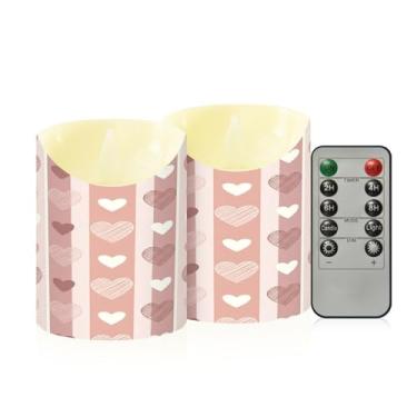 Imagem de Wassud Pacote com 2 velas vintage sem chama com controle remoto, velas realistas cintilantes com temporizador, velas decorativas para Natal, casamento, festa, decoração de casa pequena