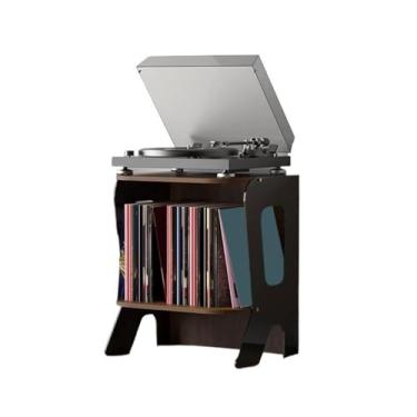 Imagem de Suporte para armazenamento de CDs Suporte de chão para discos vinil "Tocando agora", em madeira