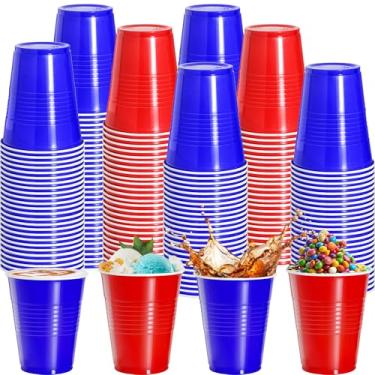Imagem de cssopenss 120 peças copos azuis e vermelhos copos de plástico patrióticos 340 g copos descartáveis do Dia Memorial Patriótico para festa, casamento, aniversário, reuniões de família e celebrações