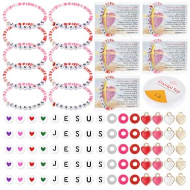 Imagem de VioraWhite Conjunto de 20 pulseiras de contas cristãs para o Dia dos Namorados, kit de artesanato de contas religiosas faça você mesmo, pulseira Jesus Loves Me, cartões de escrituras com bolsas para