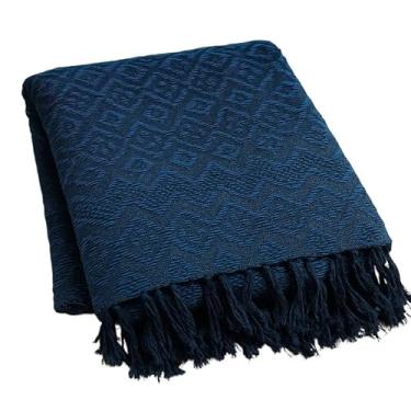 Imagem de Manta Para Sofá Gigante Luxo 2,40X1,80m l Premium De Algodão Capa Decorativa Protetora - Revestimento Protetor para Sofá, Cama, Puff(Manta tambaba azul)