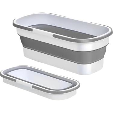 Imagem de Balde Dobrável Retrátil de Silicone com 4 Rodinhas – Retangular, Multiuso, Compacto, Ideal para Lavagem de Roupas, Limpeza e Transporte de Água - Linha Premium