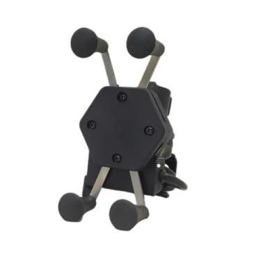 Imagem de Suporte De Celular Universal Para Moto e Bicicleta, Sistema Aranha, Rotação 360°, USB, Compatível com Telas 4.5" a 7.5", Fixação em Guidão/Retrovisor