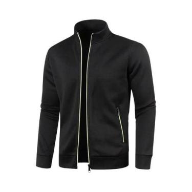 Imagem de Outono inverno masculino zíper malha mangas compridas fino cashmere mo