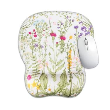 Imagem de Aganmi Mouse pad ergonômico de flores fofas com descanso de pulso, base de borracha antiderrapante pequena para alívio da dor, computador, laptop, casa, escritório, decoração, acessórios, presentes