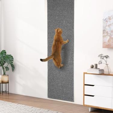 Imagem de Uross Tapete espesso para escalada de parede para gatos 6,6 pés x 40,6 cm - Almofada de parede extralonga para arranhar gatos, tapete para arranhar na parede, protetor de sofá - cinza