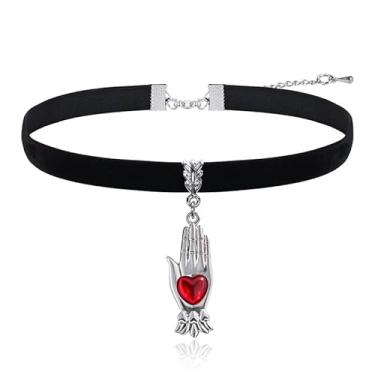 Imagem de Colar feminino com pingente de coração de Halloween, gótico escuro, elegante, versátil, criativo, presentes de amizade para mulheres, presentes de Natal, Dia dos Namorados, Medium, Latão, Sem Pedra