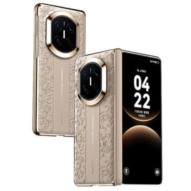 Imagem de POYUFRG Capa de couro para Huawei Mate X7, capa galvanizada de negócios de luxo leve capa de proteção magnética com tudo incluído, dourado, Mate X7