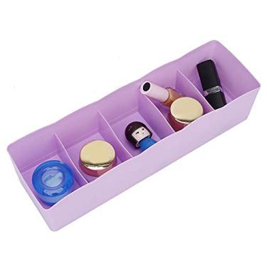 Imagem de GLOGLOW Caixa de Armazenamento 5 Grades, Roxo, Divisor Multifuncional Compacto para Armazenamento de Meias e Roupas íntimas, Organizador de Gaveta de Plástico de 10,5 X 2,68 X 3,15 Polegadas, Nan