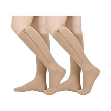 Imagem de Meias De Compressão Com Zíper Para Homens E Mulheres, 2 Pares, Altura 