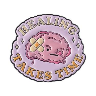 Imagem de Broche De Esmalte Rainbow Brain Band-Aid Healing Journey, Distintivo D
