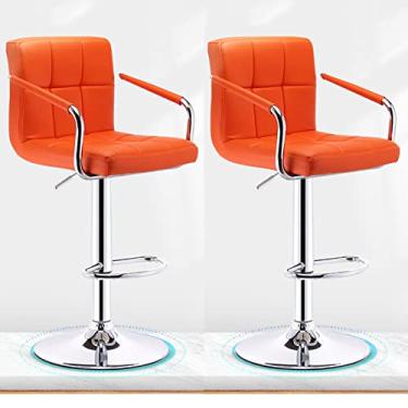 Imagem de Banco de bar, banco de bar, banco de bar de couro, banco de bar ajustável em altura, banco de bar giratório com encosto, banquinho de bar de café da manhã para cozinha com apoio para os pés, conjunto