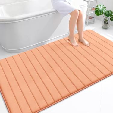 Imagem de OLANLY Tapete de banho listrado de espuma viscoelástica 177 x 116, tapetes de banheiro absorventes super macios, secagem rápida, tapetes de chuveiro laváveis na máquina, tapete de banho, acessórios de