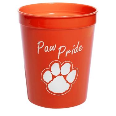 Imagem de Anderson's Premium exclusivo Paw Pride 473 ml copos de estádio laranja e branco Boost School Spirit Cheerleader Sports Squad Team Party Dance Club Parade Dog Puppy Animal Lovers Beverages Fan Pack com