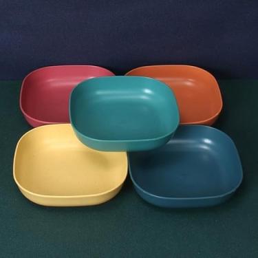 Imagem de YuanQ Pacote com 10 pratos de salada quadrados profundos de 14,5 cm, inquebráveis, leves, seguros para lava-louças e micro-ondas, reutilizáveis para lanches ou saladas (misturados)