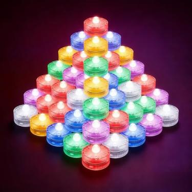 Imagem de HL 36 peças de luzes LED submersíveis, luzes de piscina que mudam de cor, luz LED à prova d'água para casamento, festa de casa, vaso, festival, decorações de Natal (RGB, pacote com 36)