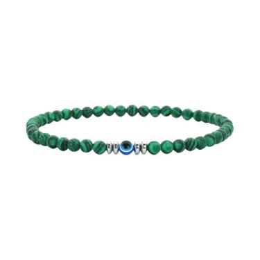 Imagem de Pulseira Masculina De Pedra Howlite Olho De Tigre De 4mm Com Contas Cl