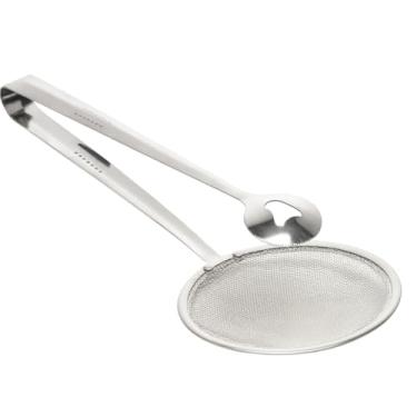 Imagem de Escumadeira de Aço Inox 29cm Profissional com Cabo Ergonômico – Telado Antirrespingos para Frituras, Massas e Cozinha Diária – Resistência Premium Prata