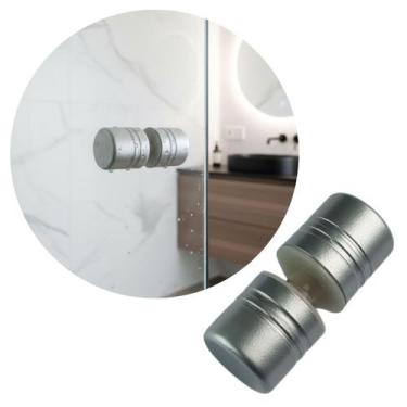 Imagem de Puxador Duplo Aluminio Frisado 7/8 Box Porta Vidro Temperado American 