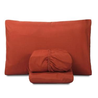 Imagem de Jogo de Cama King com Lençol e 2 Fronhas – Conforto Supremo, Alta Durabilidade e Maciez para Noites de Luxo (Terracota)