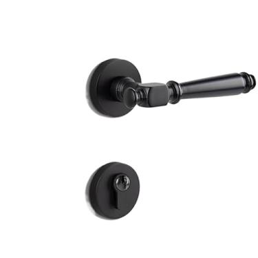 Imagem de Fechadura de porta silenciosa interna de latão American Split Room Maçaneta de porta de madeira maciça de latão sólido (preto)