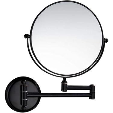 Imagem de CZCZC Suporte de parede para espelho de maquilhagem, espelho de maquilhagem espelho cosmético redondo dupla face 360 giratório extensível espelho de casa de banho para barbear no quarto, cobre antigo