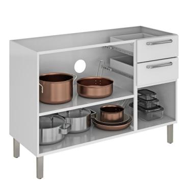 Imagem de Balcão para Pia Sem Tampo 3 Portas 2 Gavetas Tarsila Itatiaia Branco