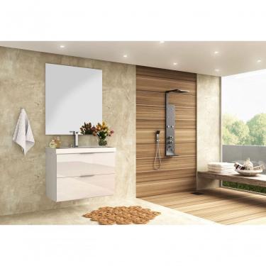 Imagem de Conjunto para Banheiro Gabinete com Cuba e Espelheira 80cm Pietra Móveis Bosi Branco/branco Brilho