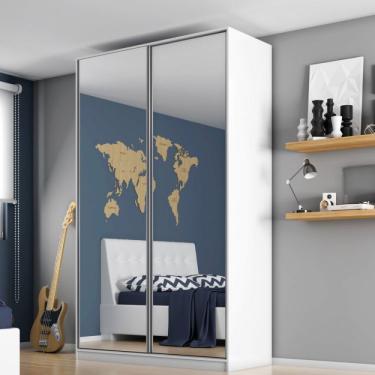 Imagem de Guarda Roupa Solteiro com Espelho 2 Portas de Correr Zermatt Reis & Bueno Branco