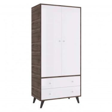 Imagem de Guarda Roupa 2 Portas 2 Gavetas Retrô Móveis Percasa Carvalho/branco