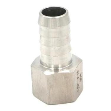 Imagem de 1/5.1 cm fêmea para 16 mm mangueira de farpa emenda de aço inoxidável 304 conector de cauda de mangueira de farpa 98 bar