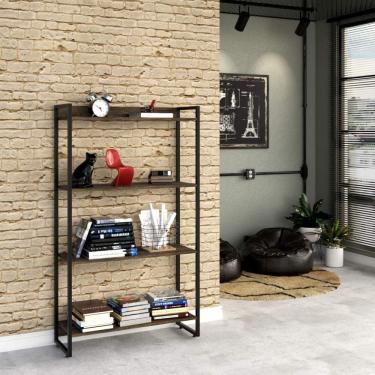 Imagem de Estante Multiuso 4 Prateleiras 80cmx146cm Dynamica Carvalho Dark