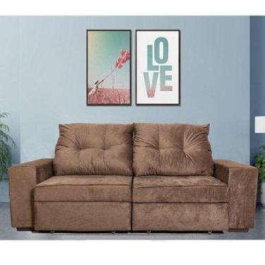 Imagem de Sofá Retrátil e Reclinável 3 Lugares com Baú Nabas Estofados Marrom