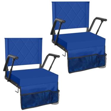 Imagem de Sheenive Assentos de estádio extra largos para arquibancadas com suporte para as costas - leve, durável e dobrável com apoios de braço - acolchoamento de 7 cm alivia a dormência do quadril e reduz a