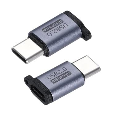 Imagem de 2 peças de adaptador micro USB para tipo C, conector conversor micro USB macho para tipo C fêmea para laptop, PC, telefone, carro
