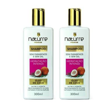 Imagem de 2 Shampoos Óleo de Coco Naturrê 300ml  Hidratação Intensa - NATURRE