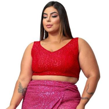 Imagem de Top cropped regata brilhante de lantejoulas semitransparente forrado i