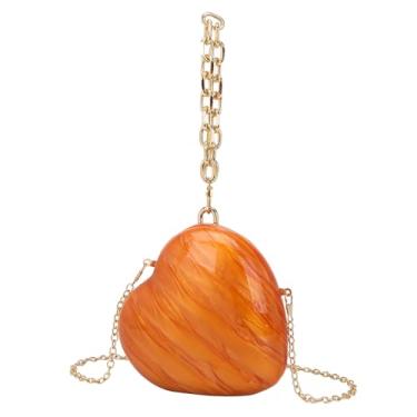 Imagem de FFHAO Bolsas femininas modernas de acrílico, bolsas mensageiro de ombro com corrente, bolsas para telefone, Laranja, 15x7x15cm